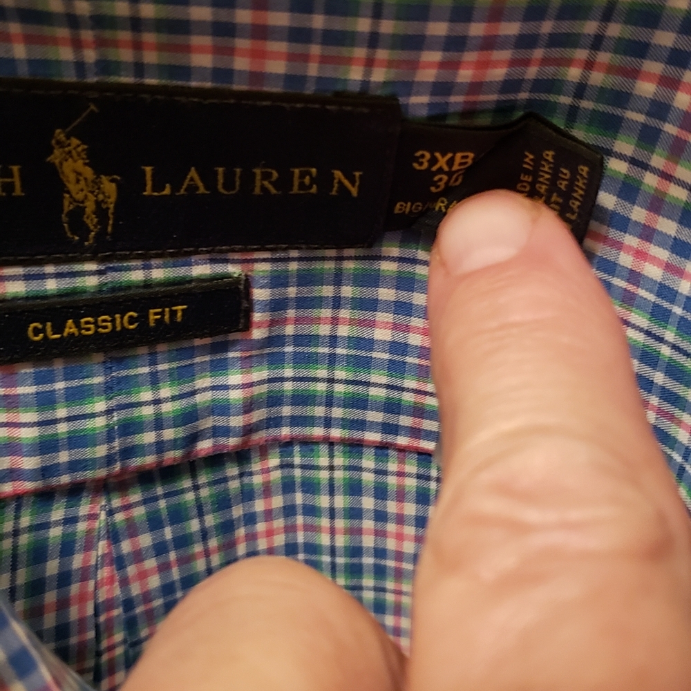 Mens 3xb pink and blue L/S plaid oxford shirt. - Picture 2 of 2